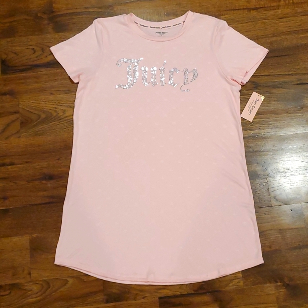 Womens Juicy Couture pink with rhinestones sleep shirt size L